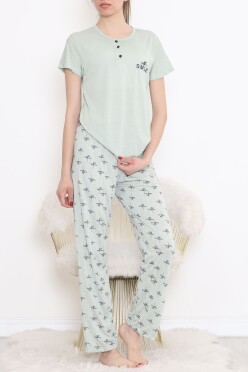 Düğmeli Pijama Takımı Mintlaci - 704.1287. - 3