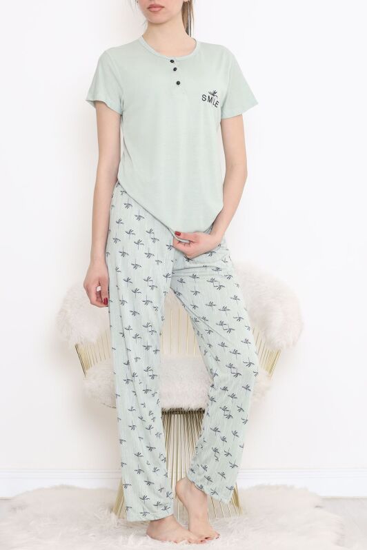 Düğmeli Pijama Takımı Mintlaci - 704.1287. - 3