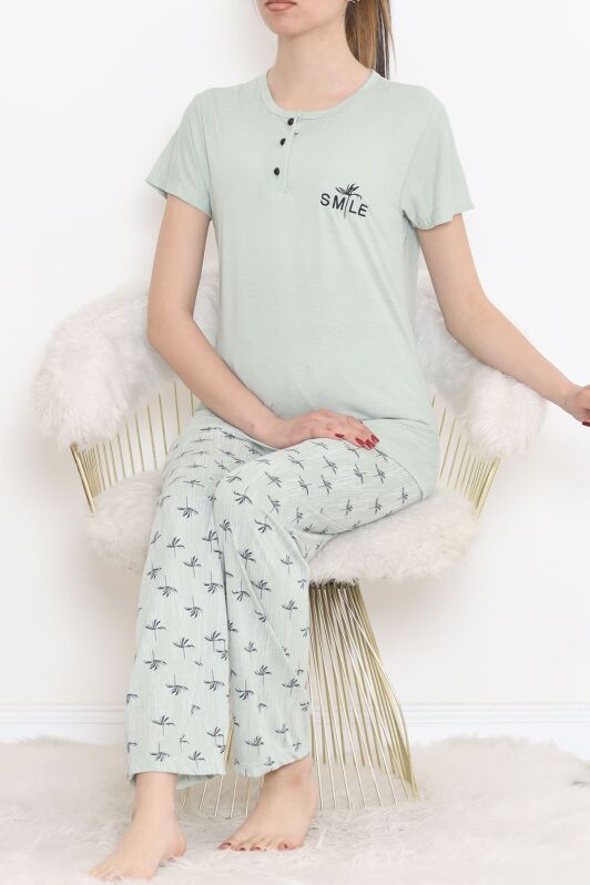 Düğmeli Pijama Takımı Mintlaci - 704.1287. - 4