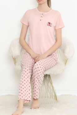 Düğmeli Pijama Takımı Pembe - 704.1287. - 2