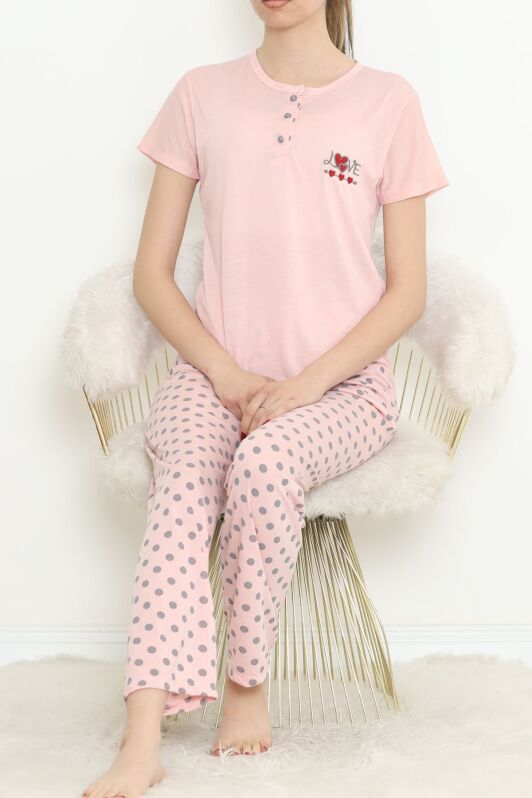 Düğmeli Pijama Takımı Pembe - 704.1287. - 2