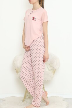Düğmeli Pijama Takımı Pembe - 704.1287. - 4