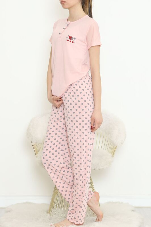 Düğmeli Pijama Takımı Pembe - 704.1287. - 4