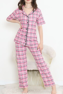 Düğmeli Pijama Takımı Pembekareli - 11449.102. - 2