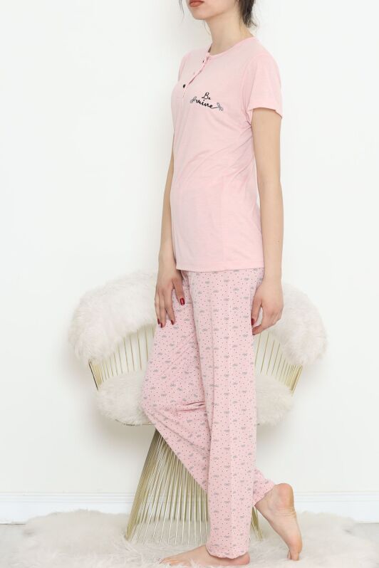 Düğmeli Pijama Takımı Pudra2 - 704.1287. - 3