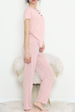 Düğmeli Pijama Takımı Pudra2 - 704.1287. - 4
