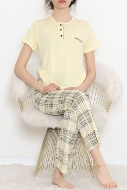 Düğmeli Pijama Takımı Sarı - 704.1287. - 1