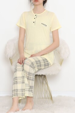 Düğmeli Pijama Takımı Sarı - 704.1287. - 2