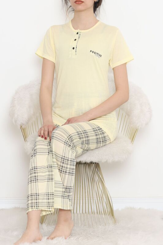 Düğmeli Pijama Takımı Sarı - 704.1287. - 2