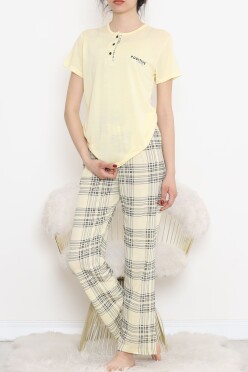 Düğmeli Pijama Takımı Sarı - 704.1287. - 3