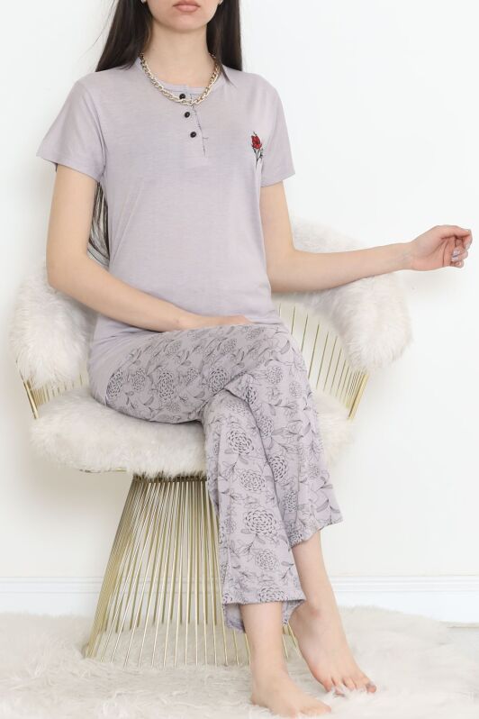 Düğmeli Pijama Takımı Vizon2 - 704.1287. - 1