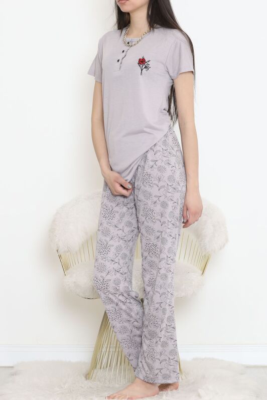 Düğmeli Pijama Takımı Vizon2 - 704.1287. - 2