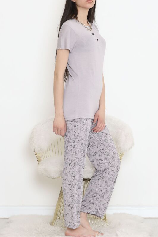 Düğmeli Pijama Takımı Vizon2 - 704.1287. - 3