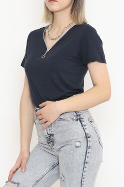 Fermuar Detaylı Bluz Koyufüme - 11366.599. - 2