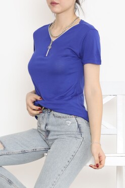 Fermuar Detaylı Bluz Saks - 11366.599. - 2
