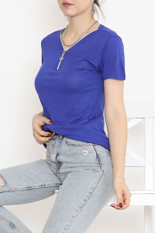 Fermuar Detaylı Bluz Saks - 11366.599. - 2
