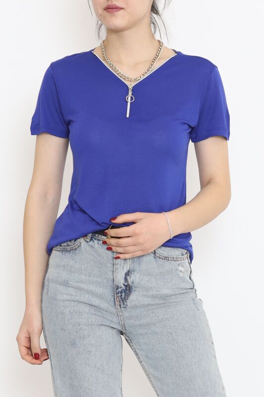 Fermuar Detaylı Bluz Saks - 11366.599. - 3