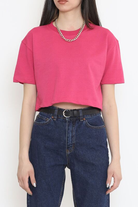 İki İplik Crop Tişört Koyupembe - 15151.751. - 1