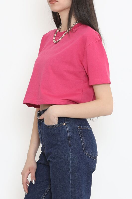 İki İplik Crop Tişört Koyupembe - 15151.751. - 2
