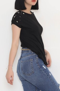 İnci Detaylı Bluz Siyah - 11278.599. - 4