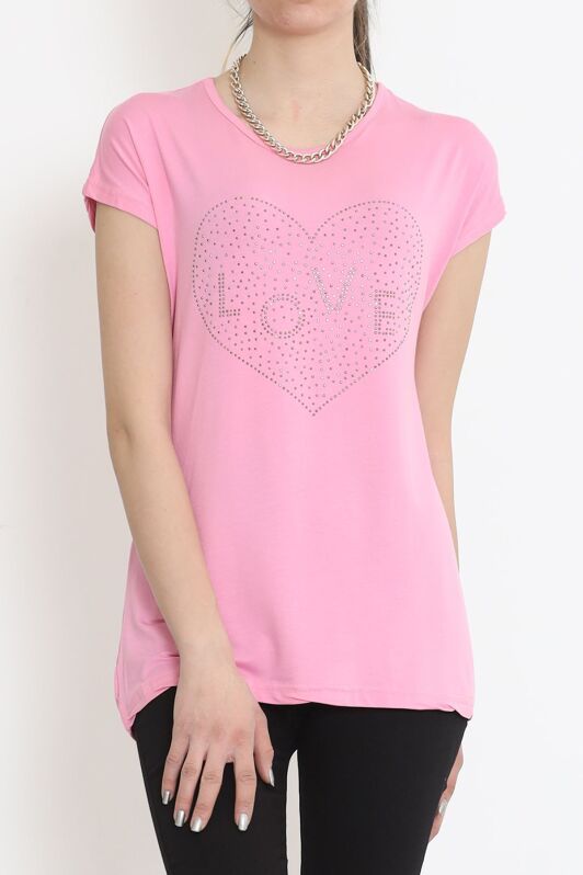 İşlemeli Bluz Pembe - 17126.599. - 1