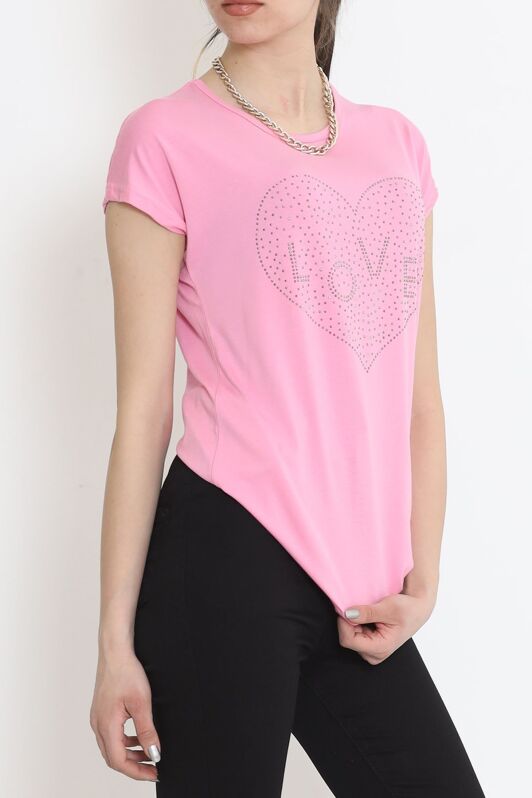 İşlemeli Bluz Pembe - 17126.599. - 2