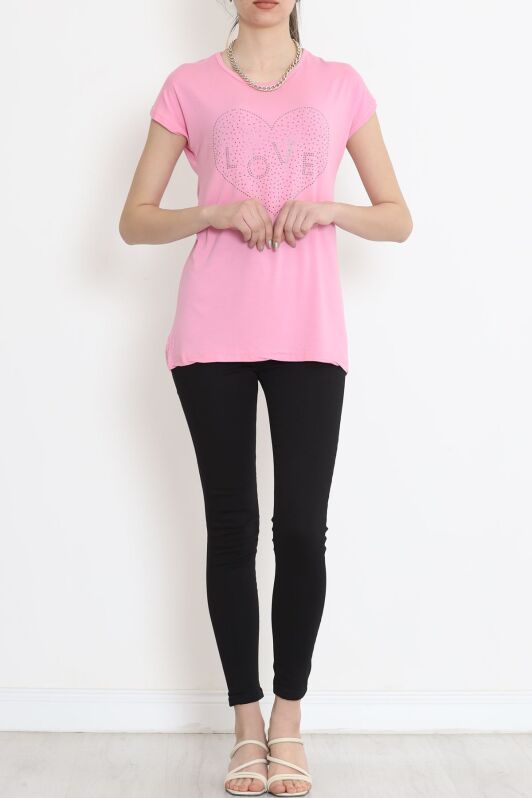 İşlemeli Bluz Pembe - 17126.599. - 4