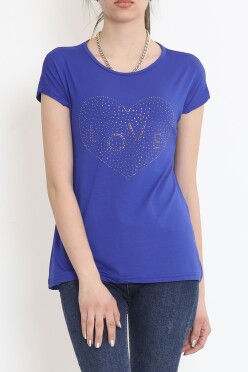 İşlemeli Bluz Saks - 17126.599. - 1