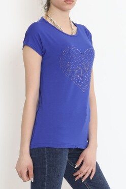 İşlemeli Bluz Saks - 17126.599. - 2