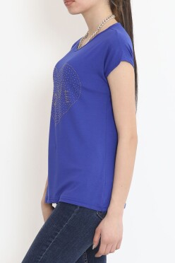 İşlemeli Bluz Saks - 17126.599. - 3