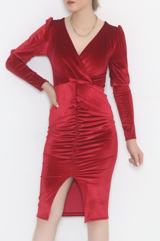 Kadife Elbise Bordo - 3667.1595. - 2
