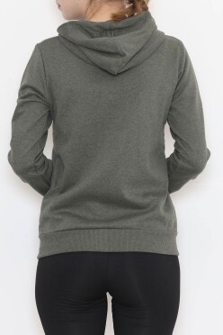 Kapşonlu Fermuarlı Sweat Haki - 11866.108. - 4