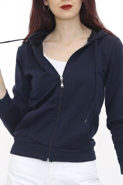 Kapşonlu Fermuarlı Sweat Lacivert - 3001.275. - 2