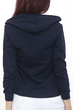 Kapşonlu Fermuarlı Sweat Lacivert - 3001.275. - 3
