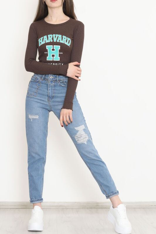 Kaşkorse Baskılı Bluz Acıkahve - 15844.1567. - 4