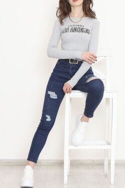 Kaşkorse Baskılı Bluz Gri - 15842.1567. - 1