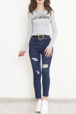 Kaşkorse Baskılı Bluz Gri - 15842.1567. - 2
