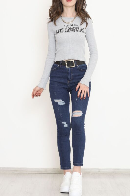 Kaşkorse Baskılı Bluz Gri - 15842.1567. - 2