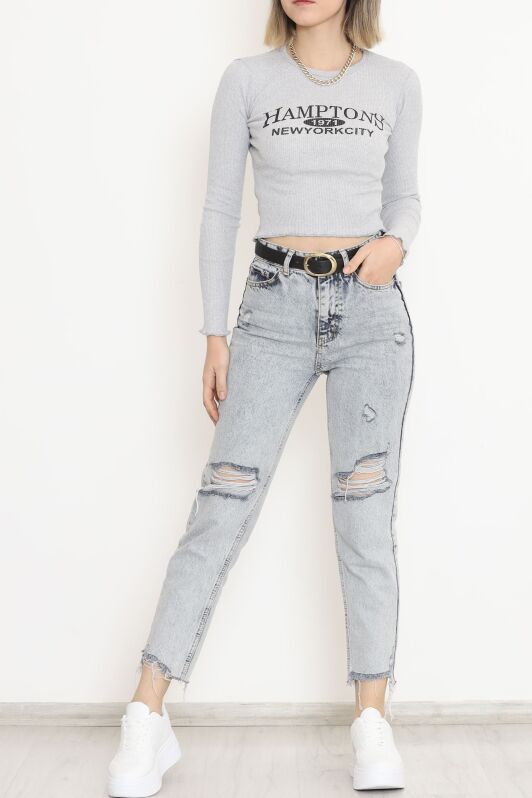 Kaşkorse Baskılı Bluz Gri - 15845.1567. - 3