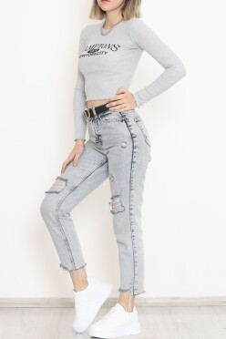 Kaşkorse Baskılı Bluz Gri - 15845.1567. - 4
