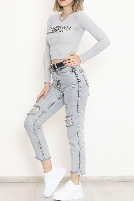 Kaşkorse Baskılı Bluz Gri - 15845.1567. - 4