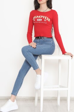 Kaşkorse Baskılı Bluz Kırmızı - 15843.1567. - 4