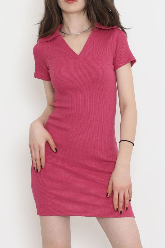 Kaşkorse Polo Yaka Elbise Pembe - 15273.1567. - 2