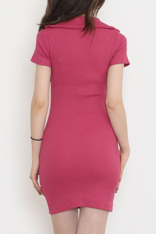 Kaşkorse Polo Yaka Elbise Pembe - 15273.1567. - 5
