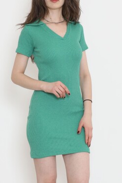 Kaşkorse Polo Yaka Elbise Yeşil - 15273.1567. - 2