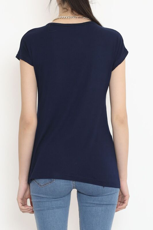Kelebek Pullu Bluz Lacivert - 17129.599. - 5