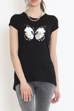Kelebek Pullu Bluz Siyah - 17129.599. - 1