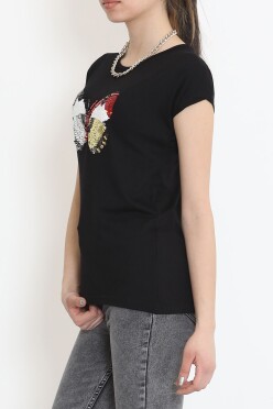 Kelebek Pullu Bluz Siyah - 17129.599. - 3
