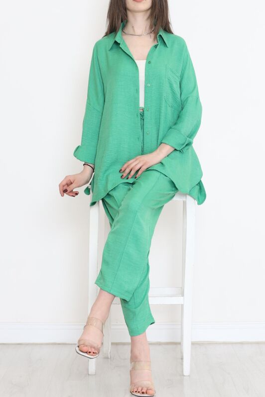 Keten Kimono Takım Yeşil - 16451.1059. - 2