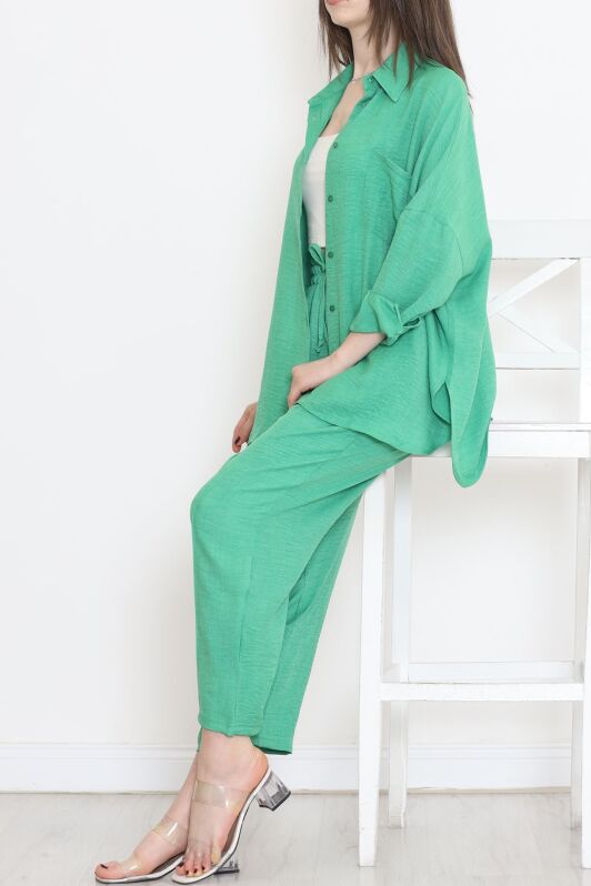 Keten Kimono Takım Yeşil - 16451.1059. - 4